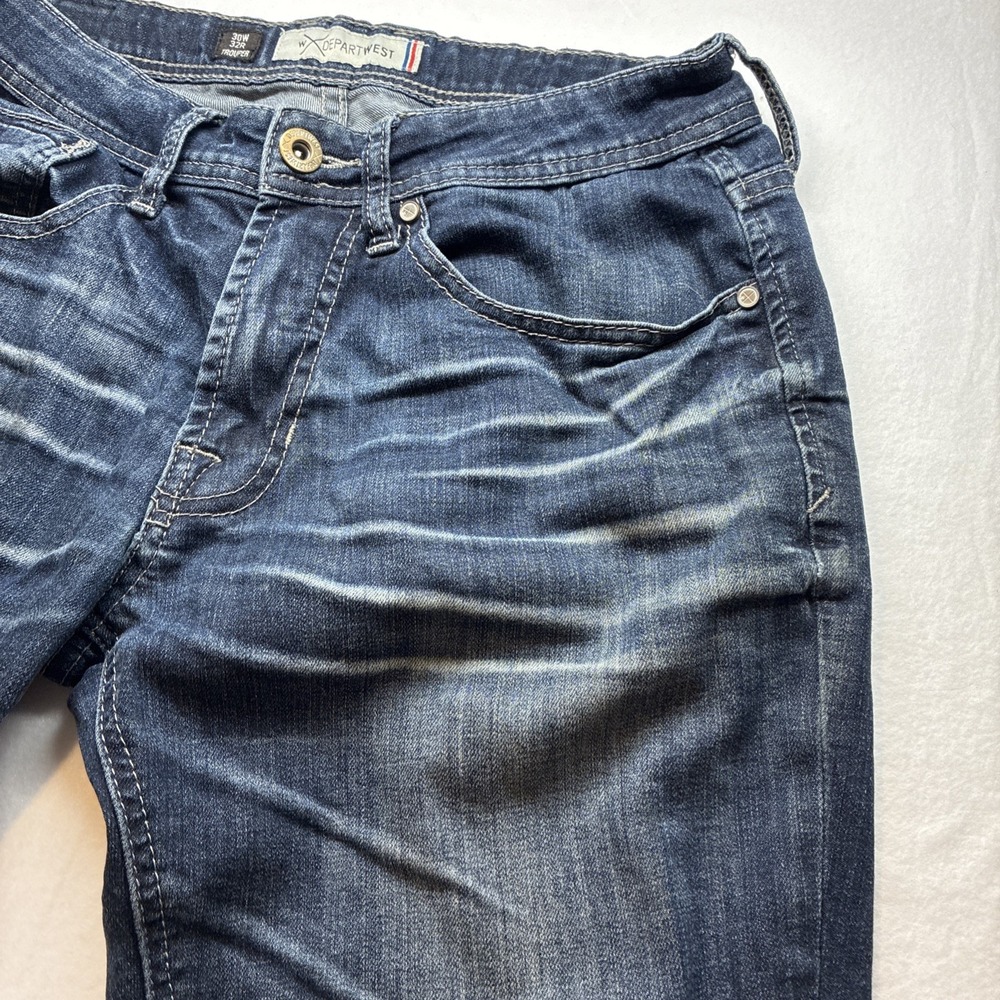 Departwest Trouper Distressed Jeans Mens Tag 30x32 (Fits 30x31) Denim Whiskered - Picture 3 of 13
